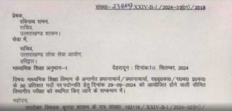 प्रधानाचार्य सीधी भर्ती परीक्षा स्थगित, देखें आदेश