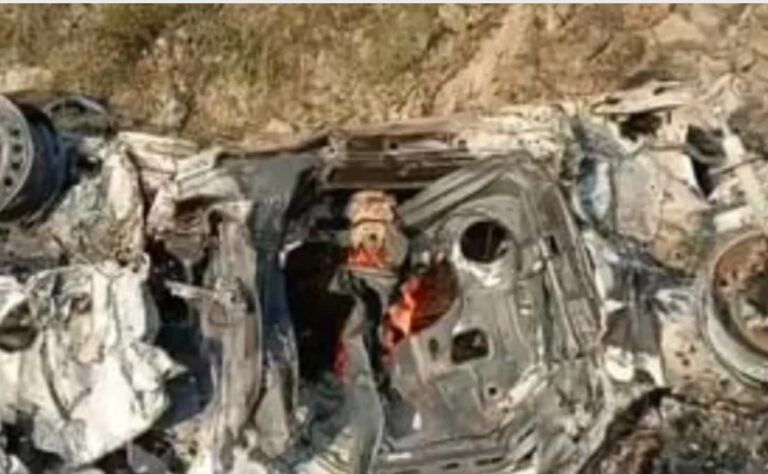 हादसा: खाई में गिरने से कार में लगी आग से तीन की मौत